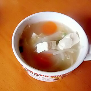 豆腐ともやしの生姜コンソメスープ